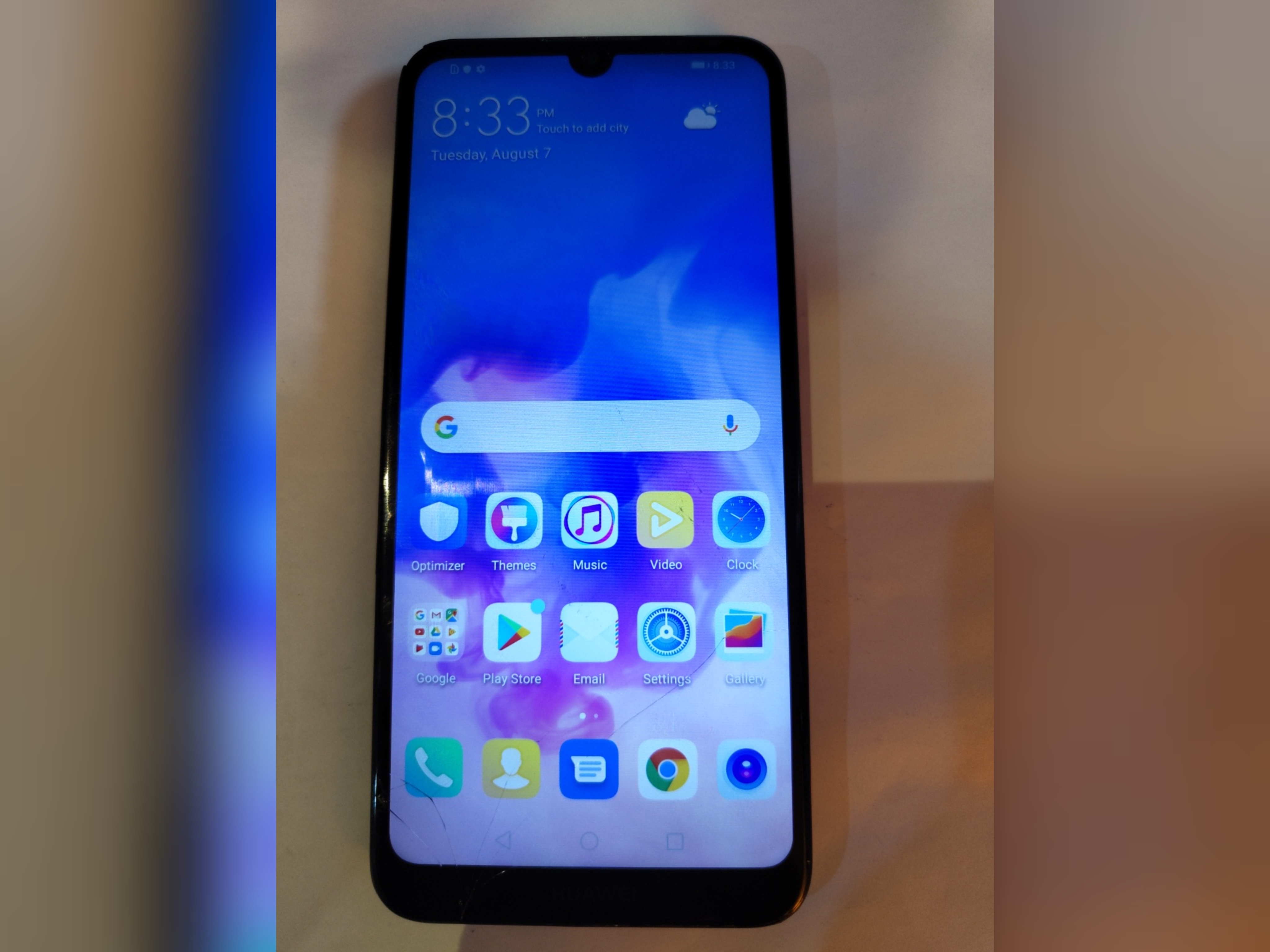 ال سی دی هواوی مدل Y6 PRIME 2019 با فریم و باطری مطابق عکس گلس فنی شکسته ال سی دی کاملا سالم
