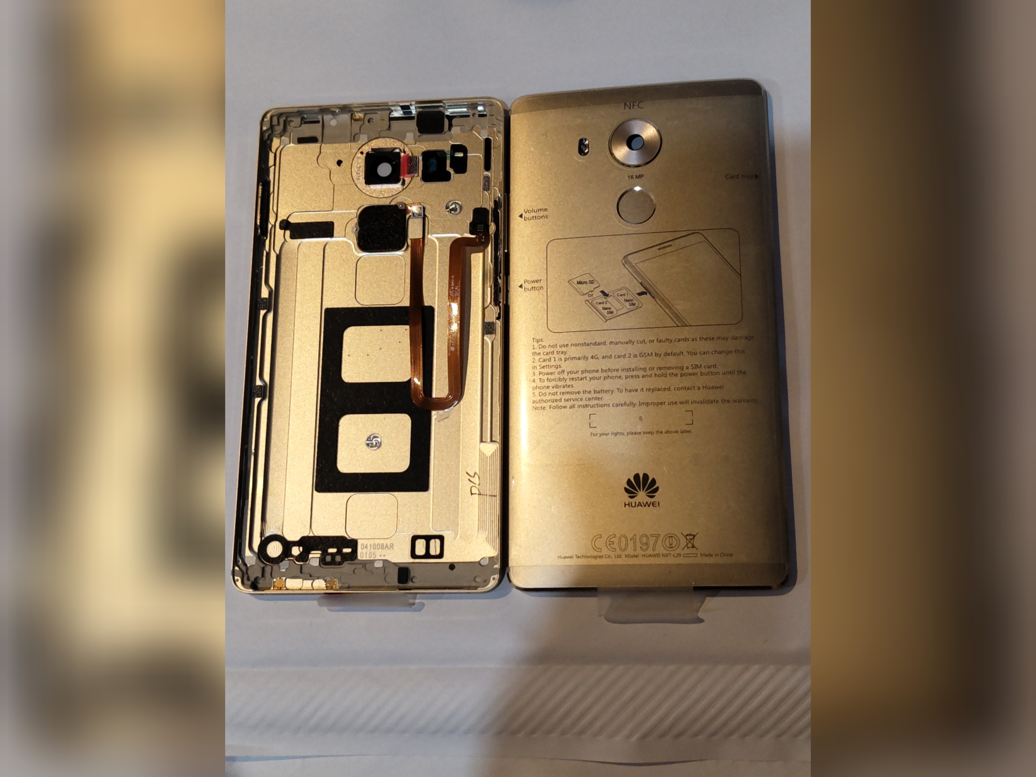 درب پشت-قاب هواوی  HUAWEI MATE8 با شیشه لنز NXT-L29 با اثر انگشت و فلت اثر انگشت ORG 100%