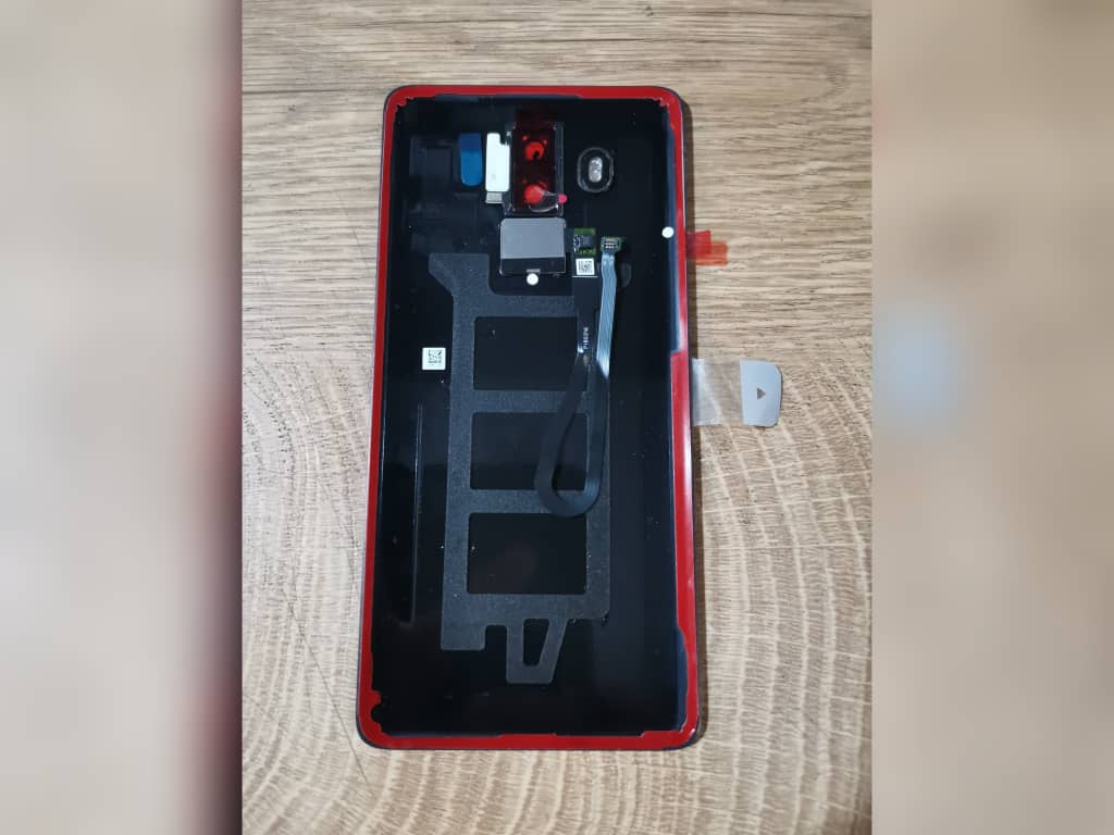 درب پشت گوشی هواوی Huawei P20 Pro اصلی شرکتی ابی هفت رنگ با لنز دوربین کامل با فلت میکروفن