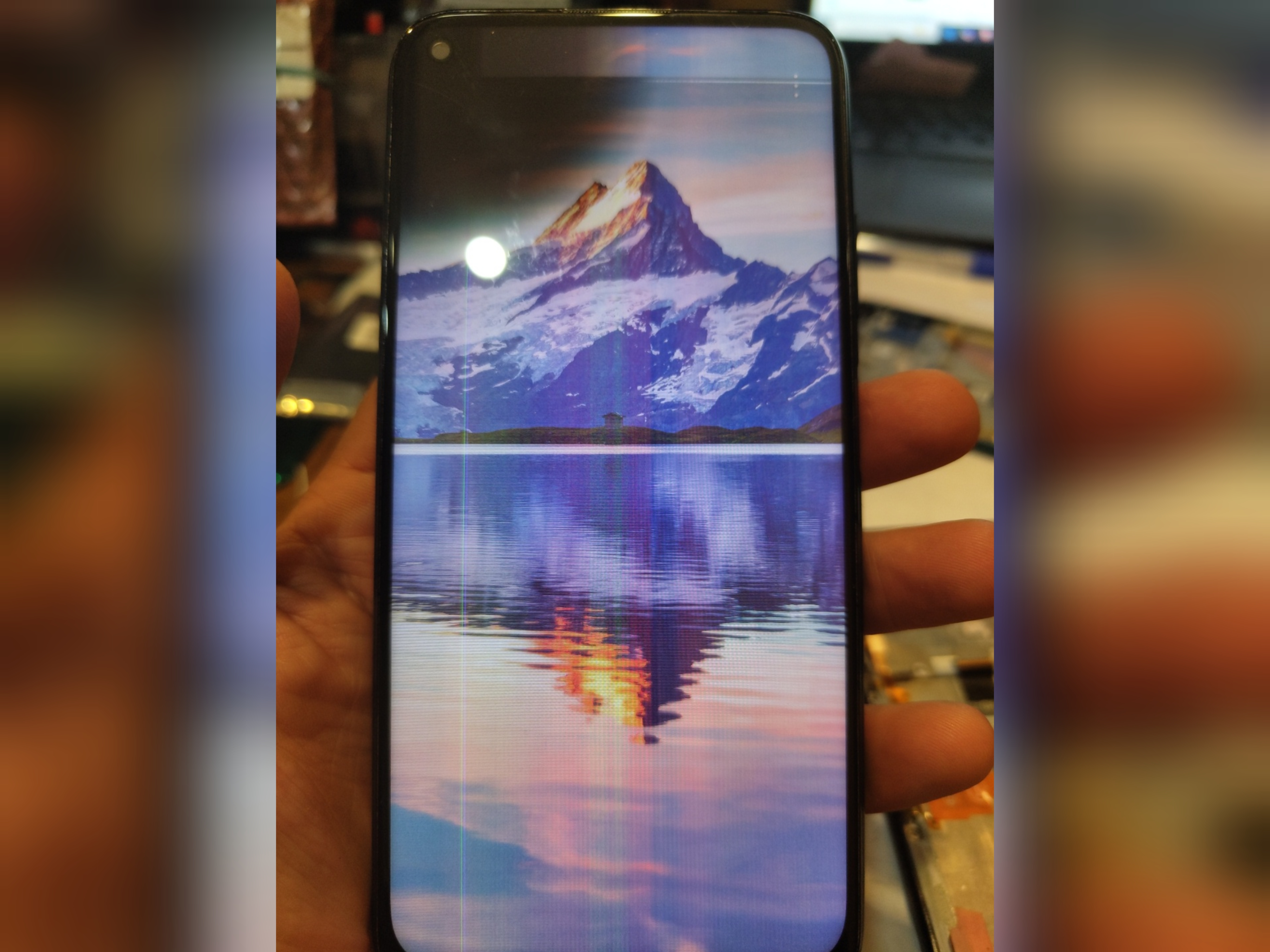 فریم ال سی دی به همراه ال سی دی هواوی مدل HUAWEI NOVA 7I شکسته قابل استفاده کامل روکاری مطابق عکس رنگ سبز تاچ کاملا سالم